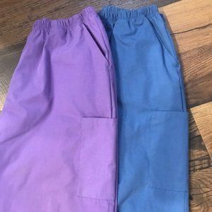 Scrubs Pants - Bundle of Blue and Purple with Leg Pockets